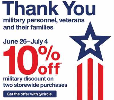 military discount at target supermarket july 2022